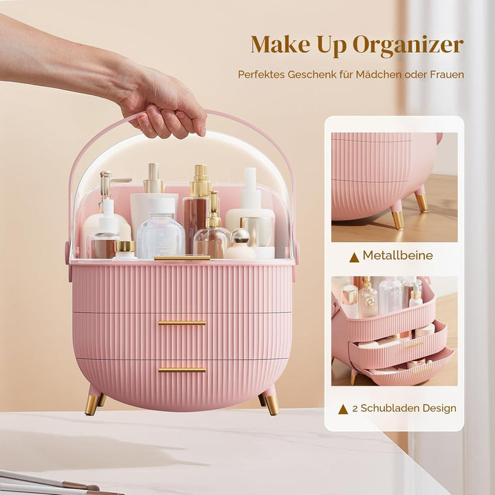 Make-up-Organizer-Aufbewahrungsbox, Kosmetik-Display-Etui mit transparentem Deckel, staubdichte wass
