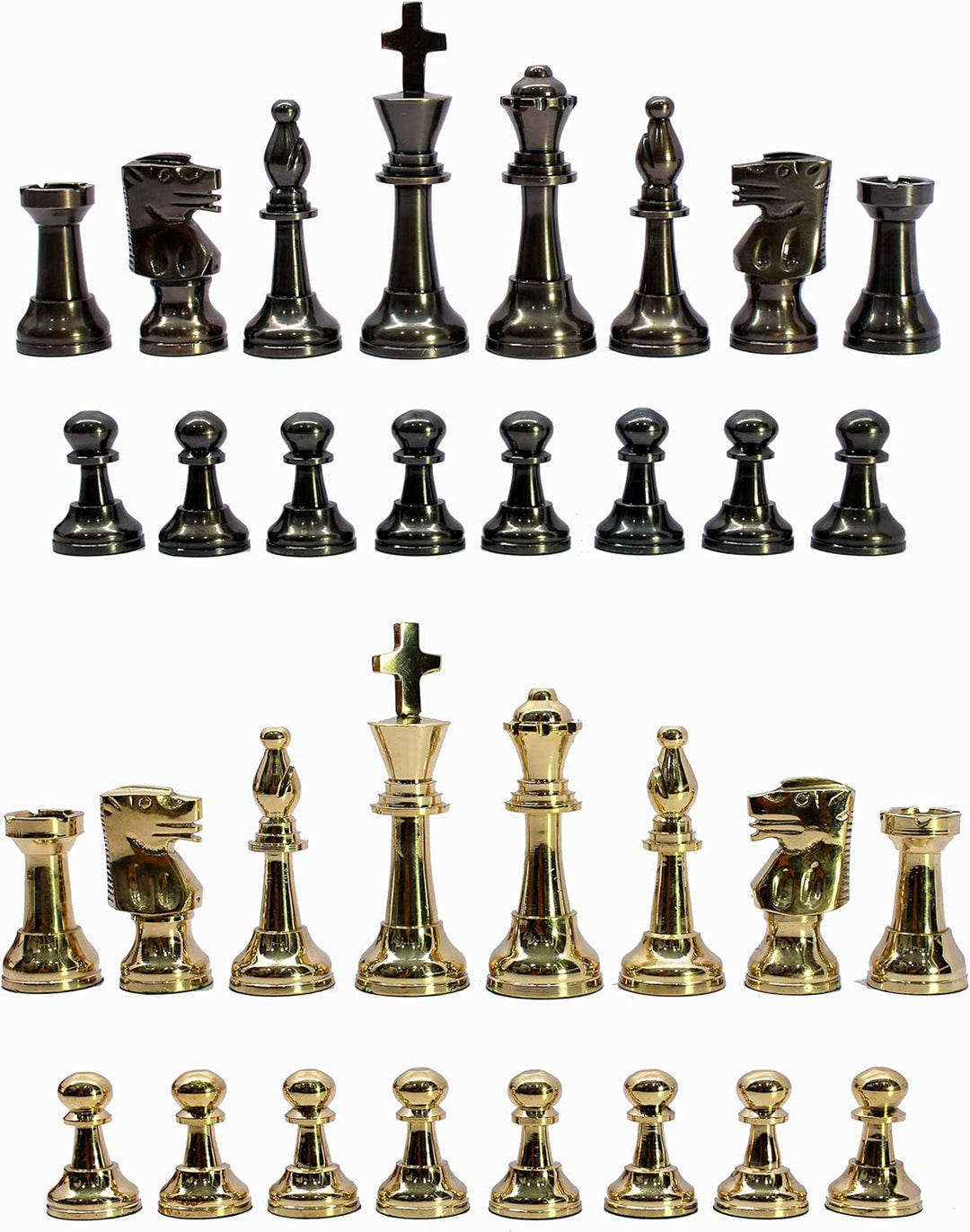 Stonkraft 8,9 cm Königshöhe - Sammleredition Messing Schachfiguren Münzen Bauer Staunton Figur Figur