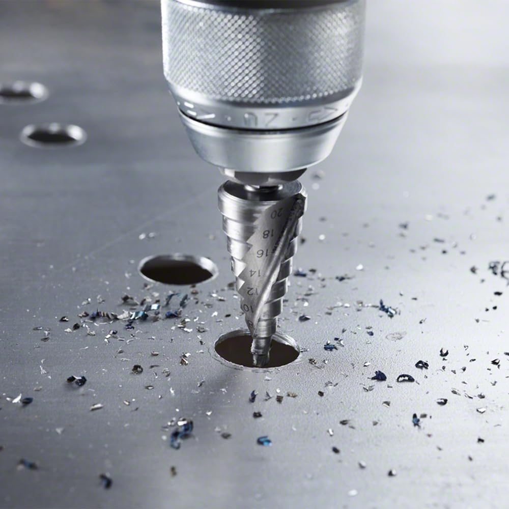 Bosch Professional Stufenbohrer HSS-AlTiN mit 3-Flächen-Schaft (Ø 4-12 mm, 5 Stufen) Ø 4-12 mm 5 Stu