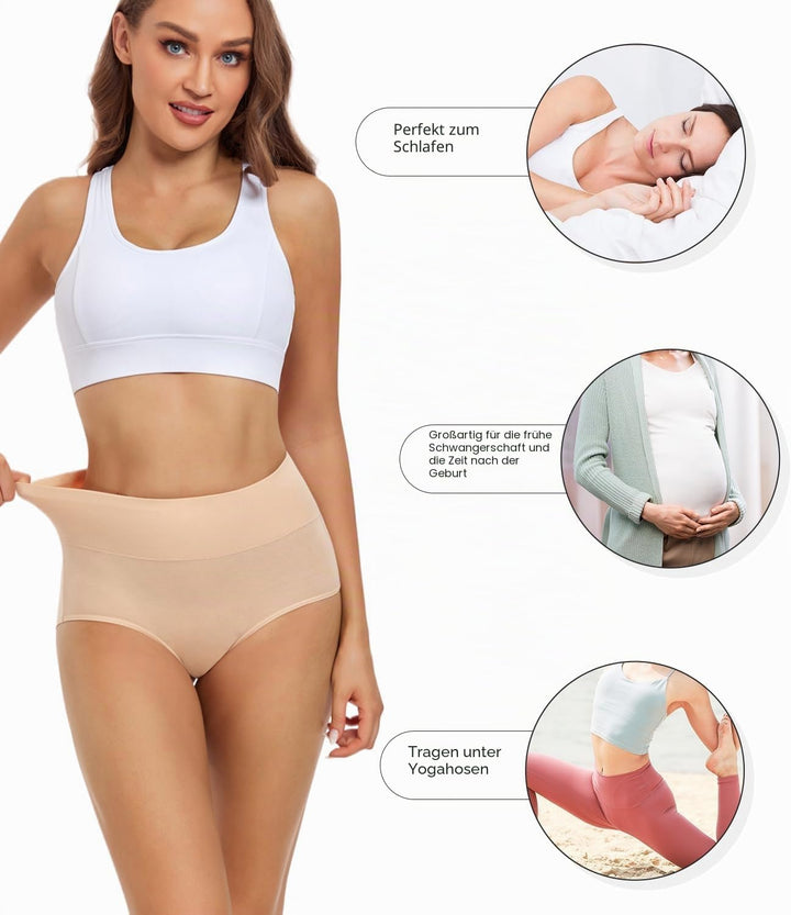 wirarpa Unterhosen Damen Baumwolle Frauen Unterwäsche Hohe Taille Slips Hoher Taillenslip 4er Pack 4