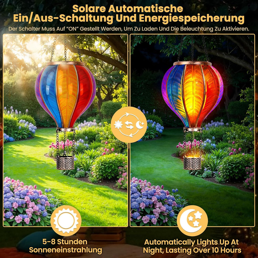 JONRRYIN 2er Solar Heissluftballon, Extra Gross 46,5x13,8cm Solarlaterne für Aussen, Heissluftballon