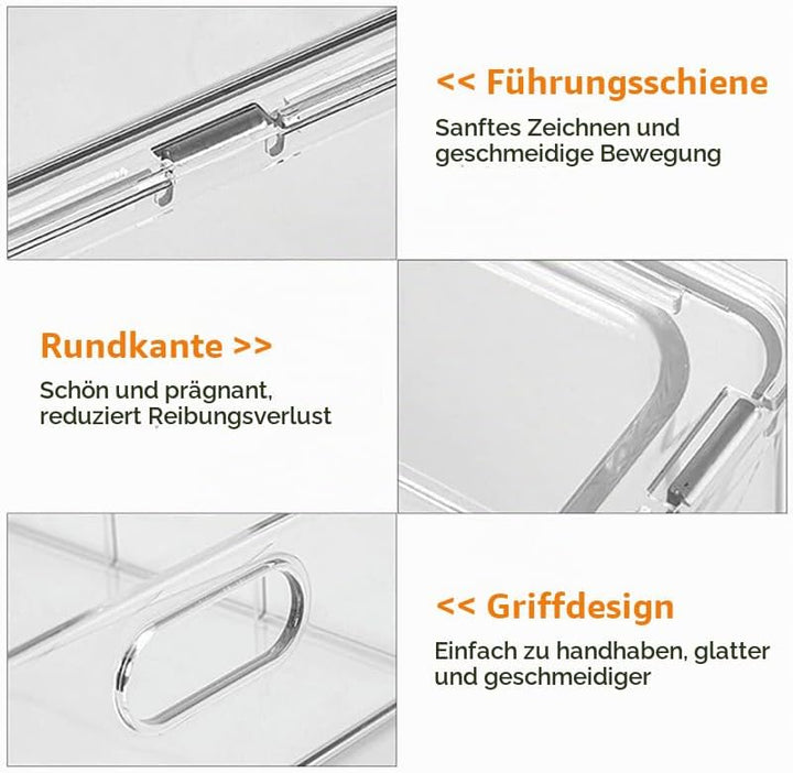 Abiudeng Kühlschrank Organizer Stapelbare mit Ausziehbarer Schublade Transparenter Kühlschrank Schub