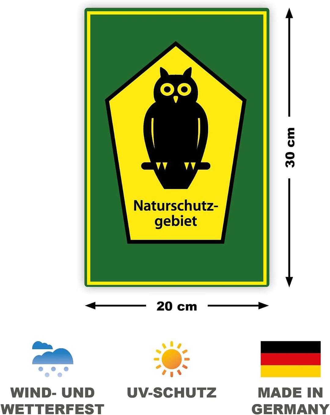 5 Stück Naturschutzgebiet Schild 20 x 30 cm aus stabiler PVC Hartschaumplatte 3mm mit UV-Schutz von