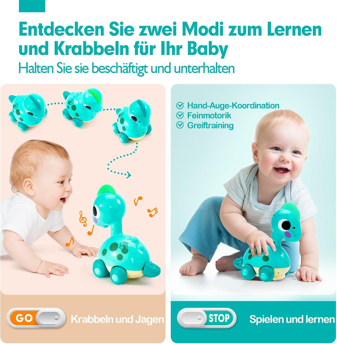 CubicFun Musik Baby Spielzeug Dinosaurier für 6-12-18 Monate, Kriechendes und Singendes Musikalische