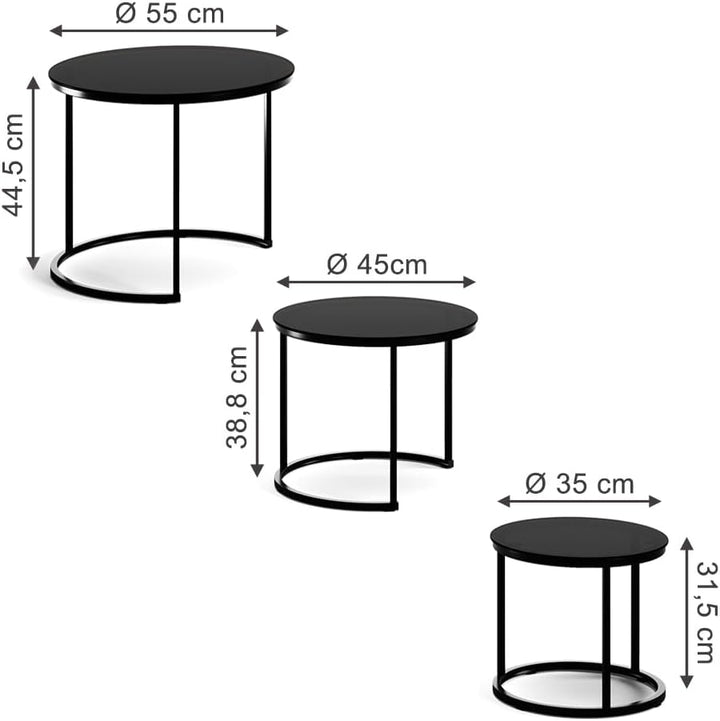 Vicco Couchtisch-Set Montreal, Glas, 55 x 55 cm 3 Teile Glas 3er Set, Glas 3er Set