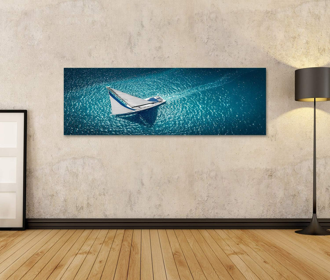 islandburner Bild auf Leinwand Regatta Segelschiff Yachten Mit Weissen Segeln Auf Offener See Luftau