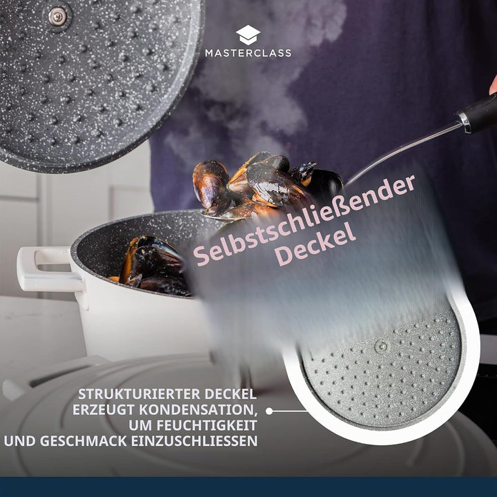 MasterClass Auflaufform mittelgross, mit Deckel, 4 l/24 cm, leichter Aluminiumguss, Induktionsherd u