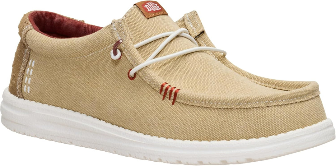 HEYDUDE - Wally Sox Stitch Herren - Slip on Schuhe - Herren Loafers, Black White 40 EU Beige, 40 EU