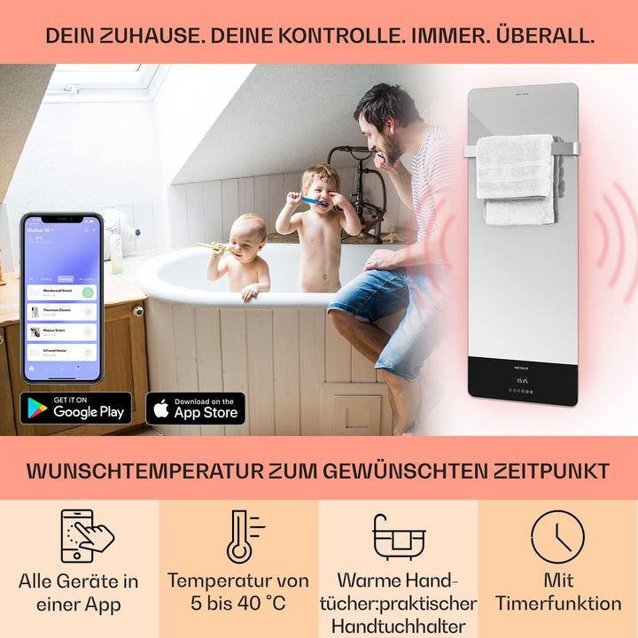 Klarstein Hot Spot Infrarotheizung, Infrarotheizung mit Thermostat, Heizung mit Erkennung Offener Fe