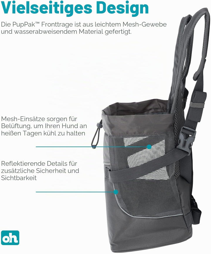 Outward Hound PupPak Hunde-Tragetasche, Grösse M, Grau PupPak Frontträger Medium grau, PupPak Frontt