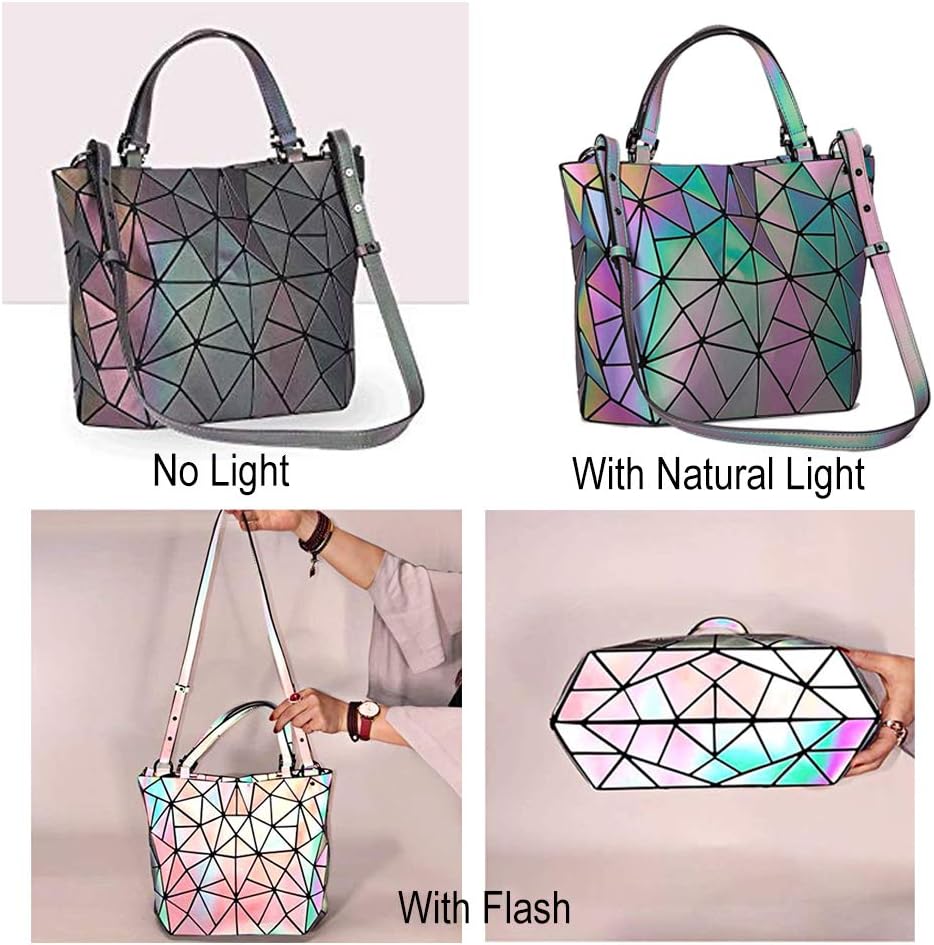 FZChenrry Geometrische Tasche Reflektierende Handtasche Damen Holographic Schultertasche Reflektiere