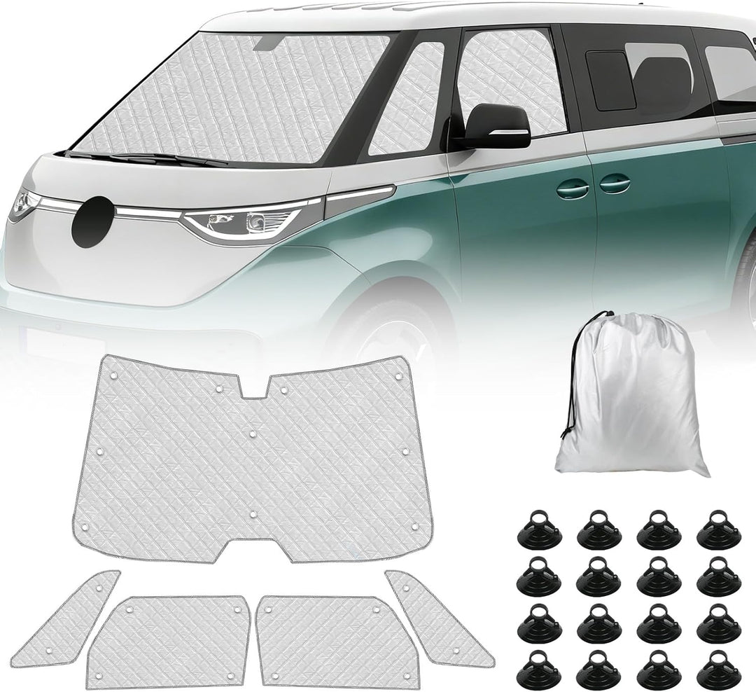 Thermomatte Fahrerhaus Innen Kompatibel mit VW ID Buzz 2022-2026, 5PCS LWB Faltbare Isolierte Sonnen