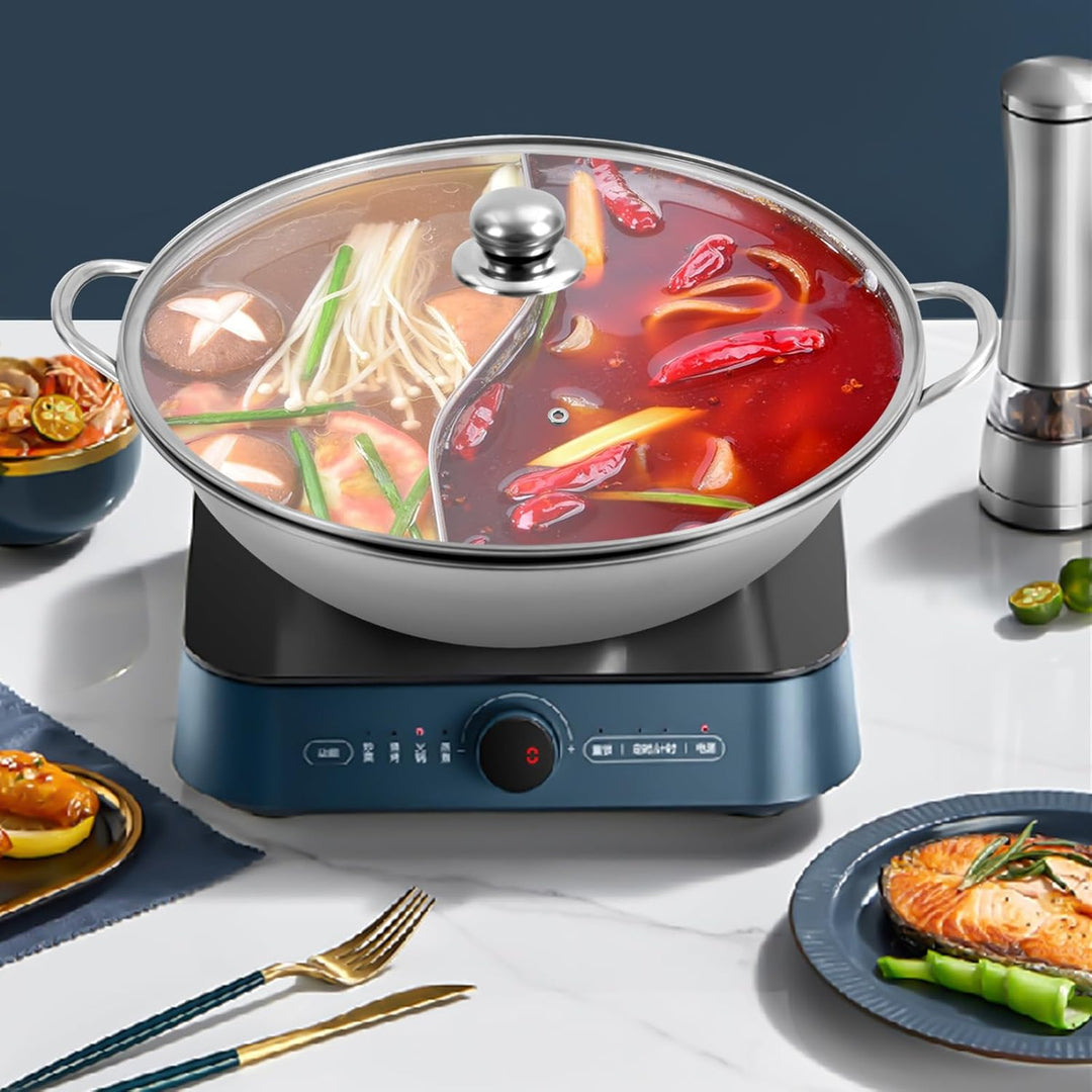 Heisser Topf mit Trennwand, Edelstahl Dual Shabu Shabu, Küche Hot Pot Kochen Suppe Divider Shabu Top