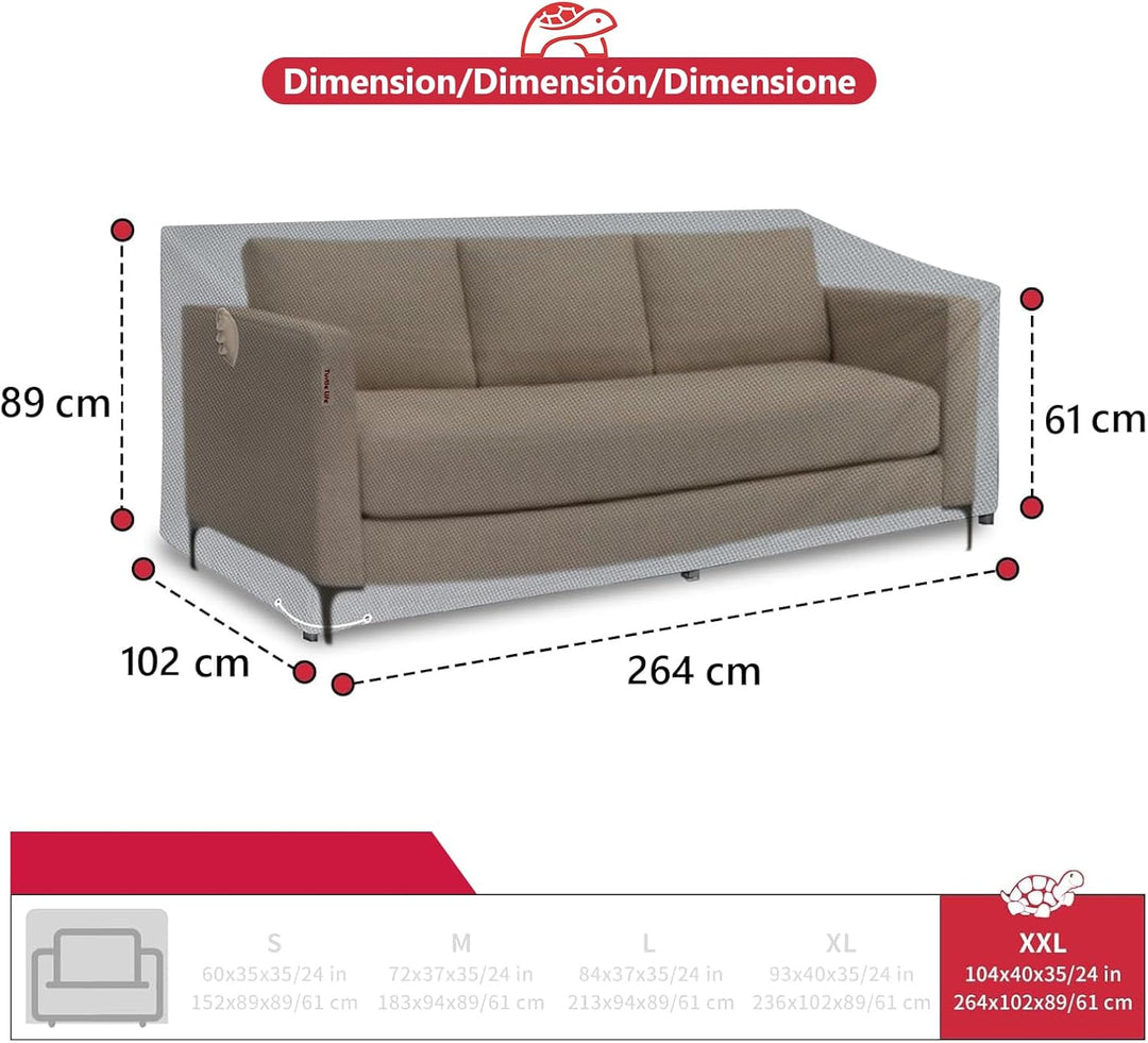 Turtle Life Gartensofa Abdeckung, Gartenbank Abdeckung Wasserdicht, Gartenbank Abdeckung für 3-4 Sit