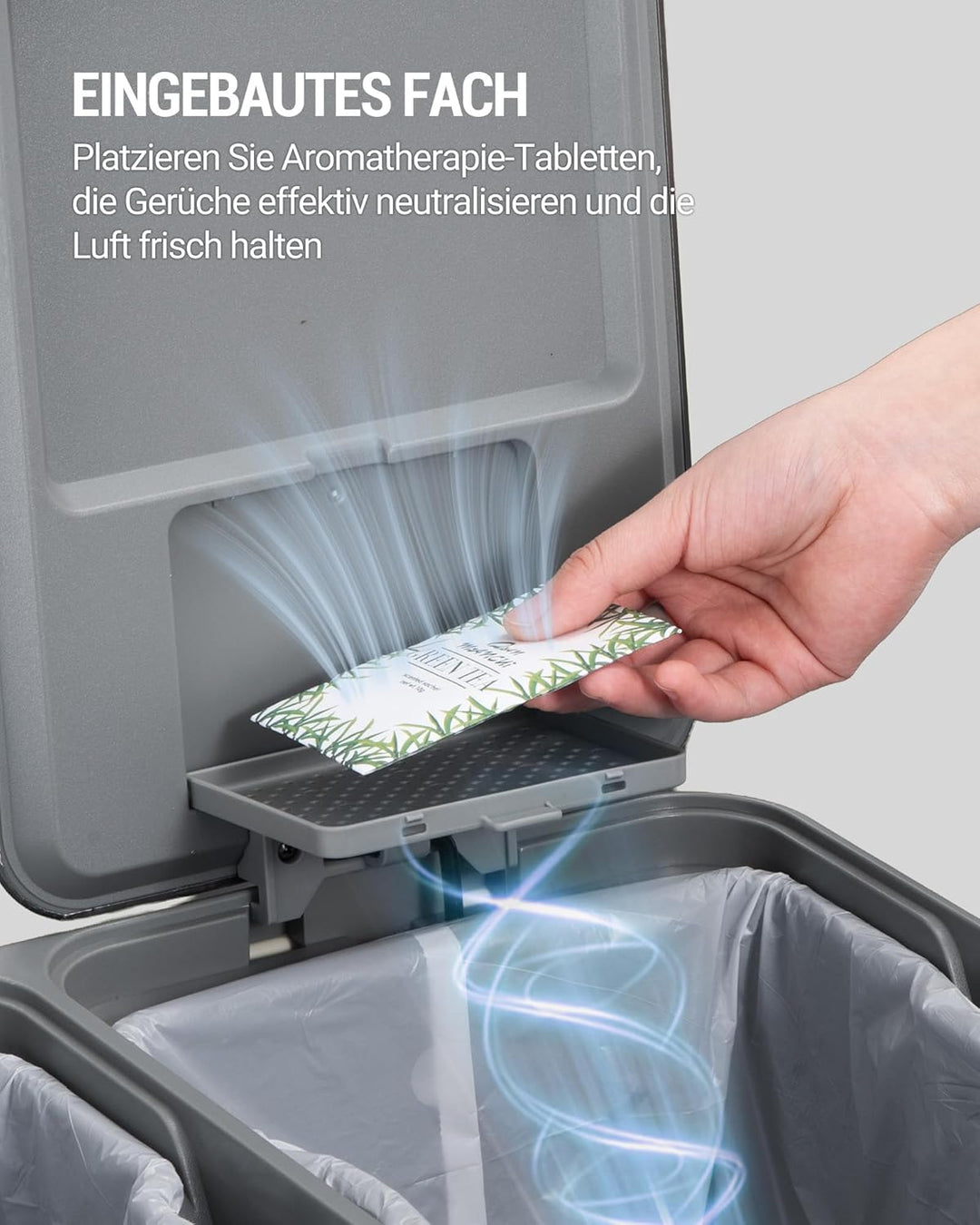 Hzuaneri Mülleimer Küche, 2 x 30 L, Mülltrennsystem 2 Fächer 60 L, Edelstahl-küchenmülleimer, Tretmü