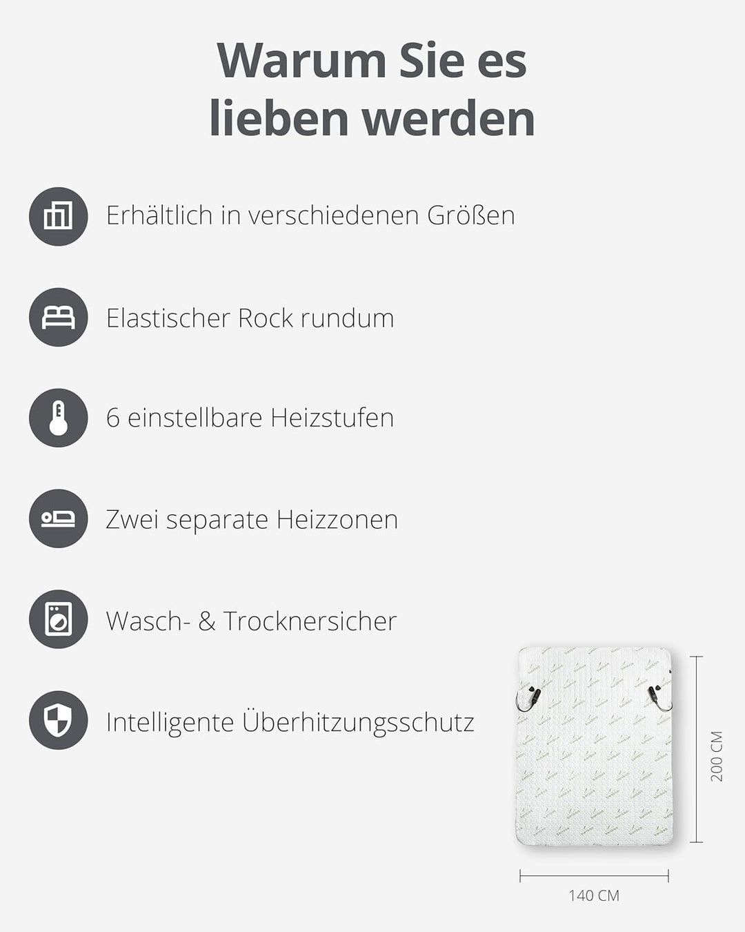 Duux Snooze Bambus Elektrische Unterdecke – Bambus Decklack – 6 Heizstufen & Timer – 2 Zonen für Kör