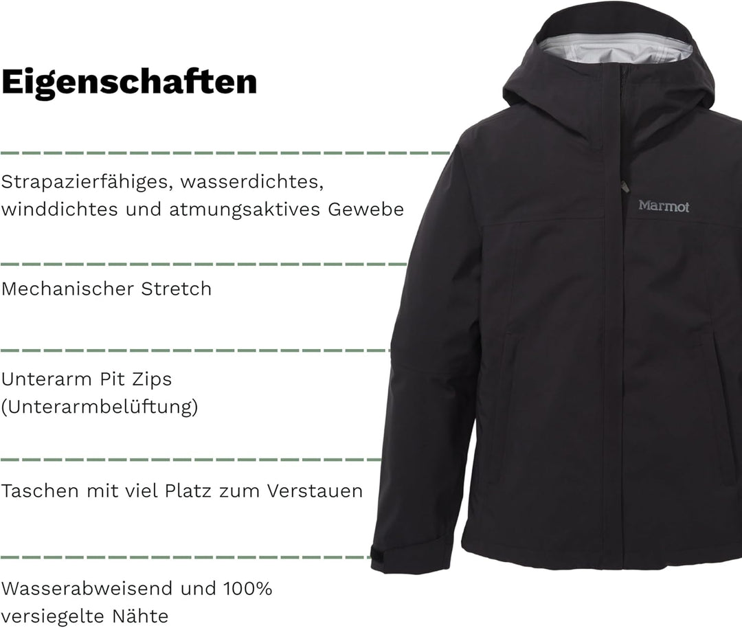 Marmot Damen Wm's Precip Eco Pro Jacket Wasserdichte Regenjacke, winddichter Regenmantel, atmungsakt