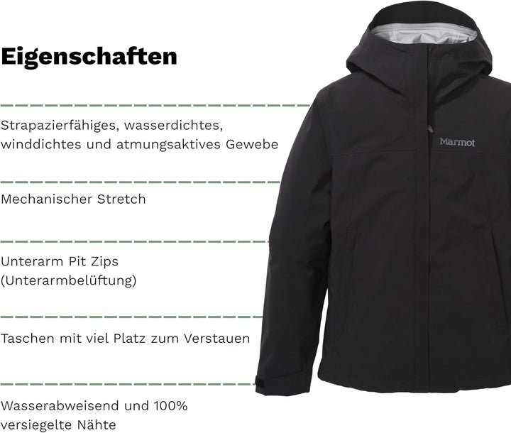Marmot Damen Wm's Precip Eco Pro Jacket Wasserdichte Regenjacke, winddichter Regenmantel, atmungsakt