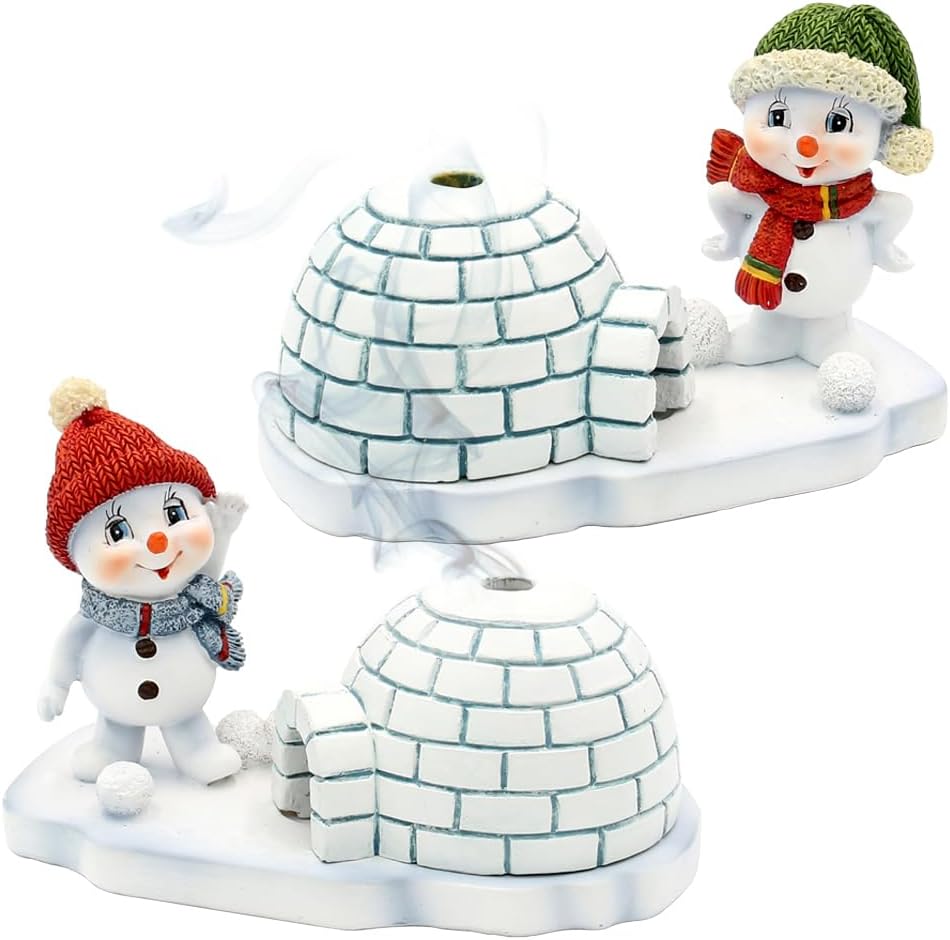 Keramik Schneemann - Deko, Winterkind, Schneemann, Räuchermännchen, Rauchfigur, Schneekind mit grüne