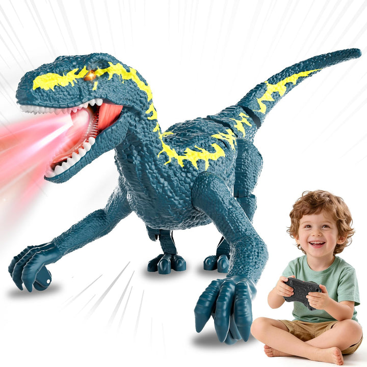 Fernsteuerungs-Dinosaurier für Kinder ab 3, 2,4 GHz RC-Dino mit 3D-Augen & 3 Geräuschen, interaktive
