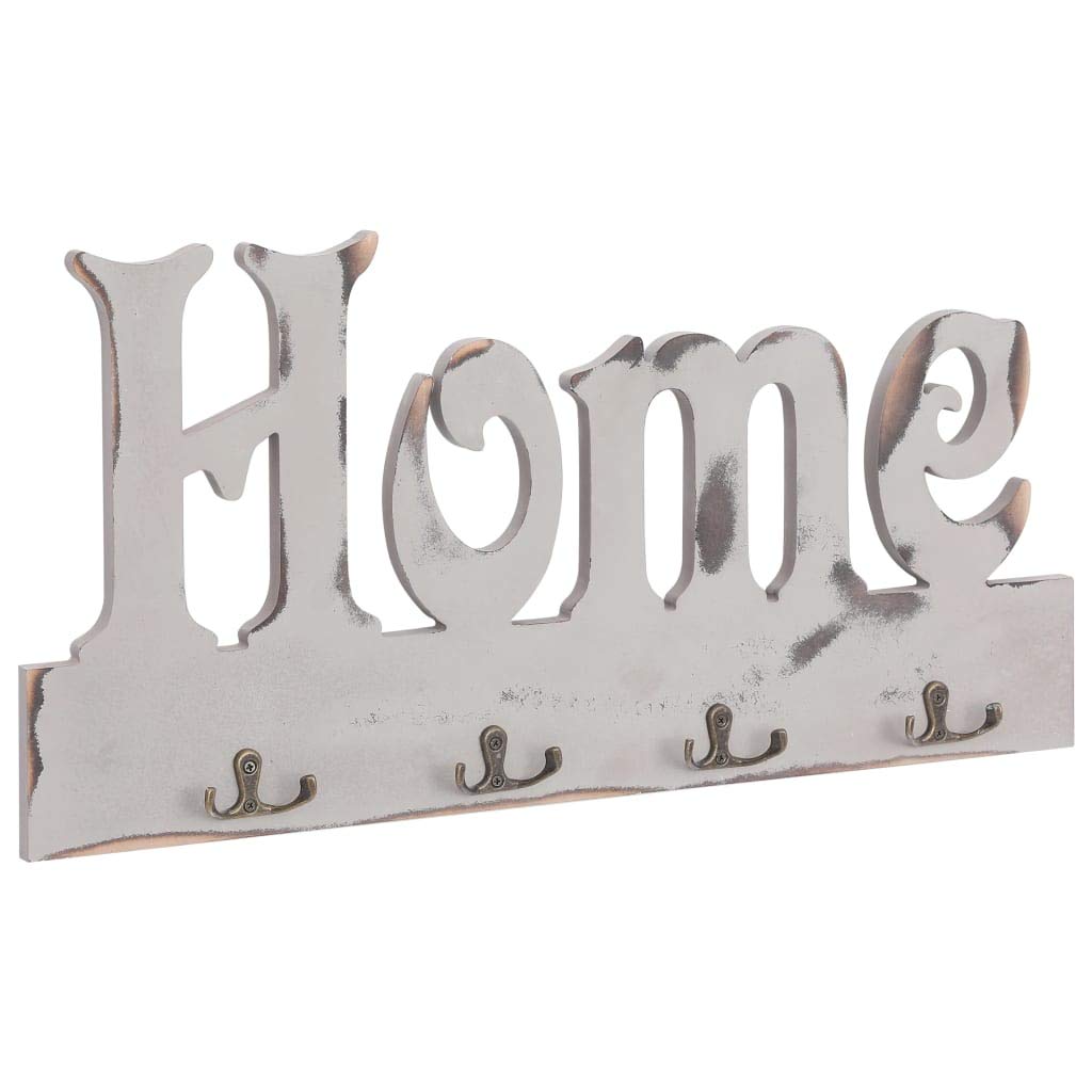 TEWTX7 Wandgarderobe mit Ablage - HOME 50 X 23 cm mit 4 Haken, MDF + Kupferhaken - Vintage Wandregal