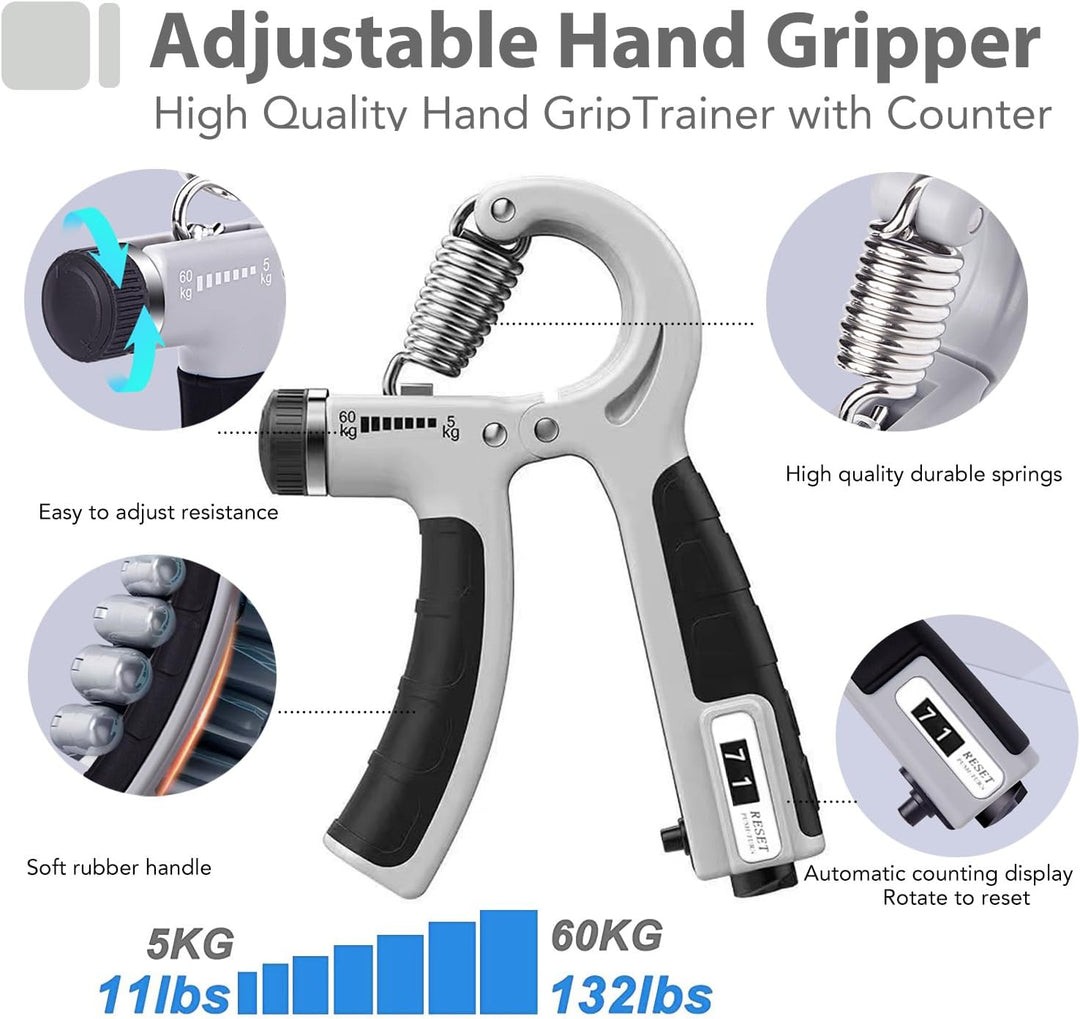 Handtrainer Fingertrainer, Griffkraft Trainer Training Set - 6er-Pack, Verstellbarer Grip Trainer, F