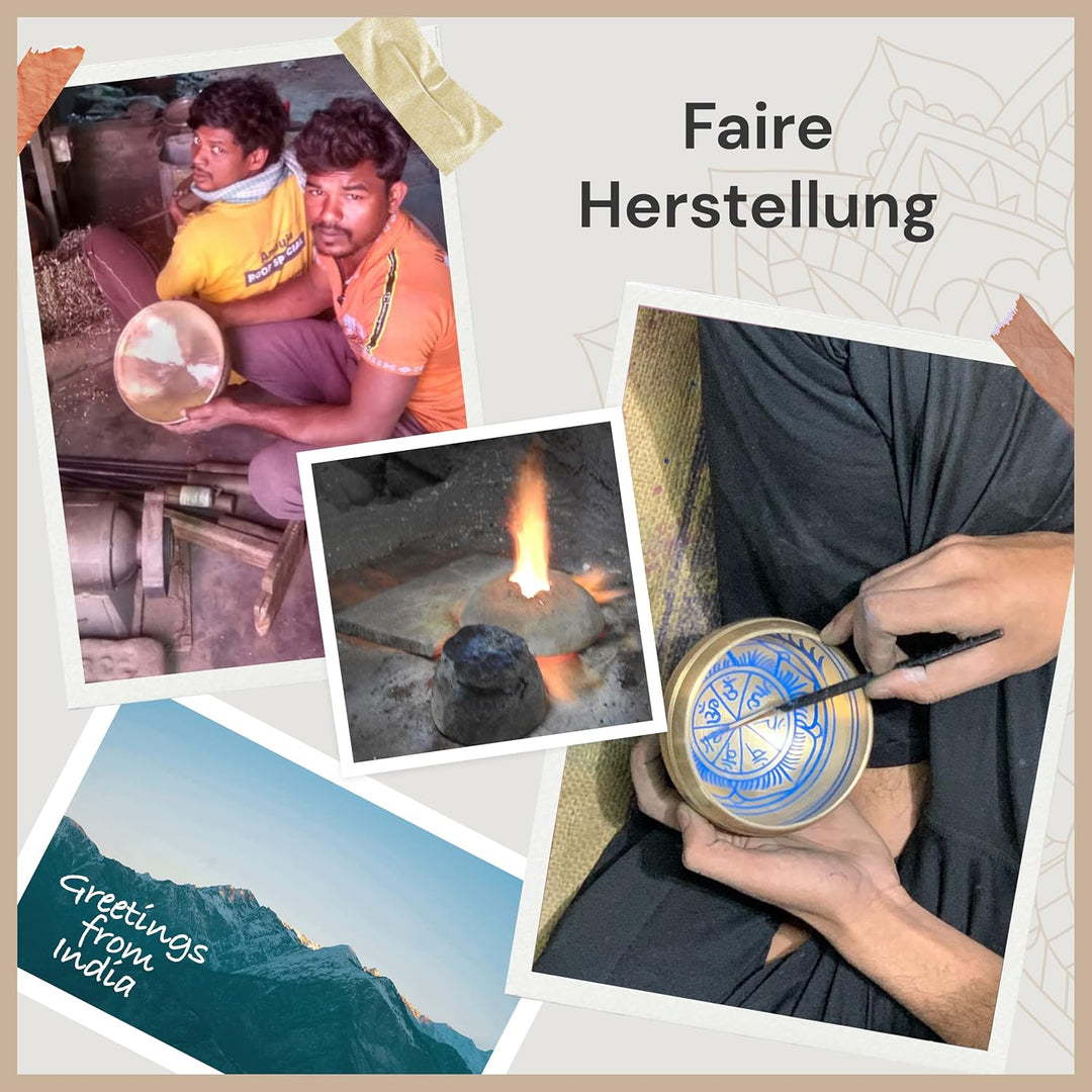 Tibetisches Klangschalen-Set Chakra für Yoga, Meditation und Entspannung - handbemalte Tibetische Kl