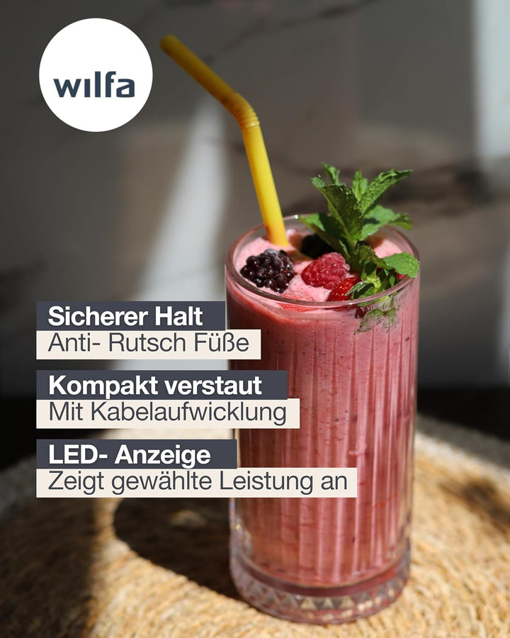Wilfa XPLODE AUTO Standmixer - 1,8l Borosilikat-Glaskrug inkl. Mess-Skala - 1.500 Watt - 3 Programme