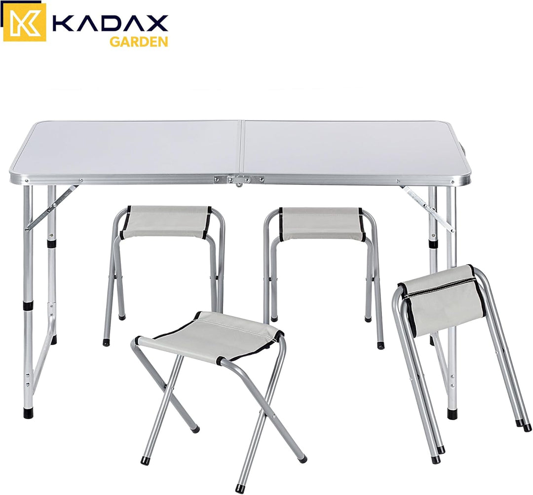 KADAX Campingmöbelset, Camping Tisch mit Klappstühlen, Klapptisch mit 4 Sessel, Höhenverstellbare Si