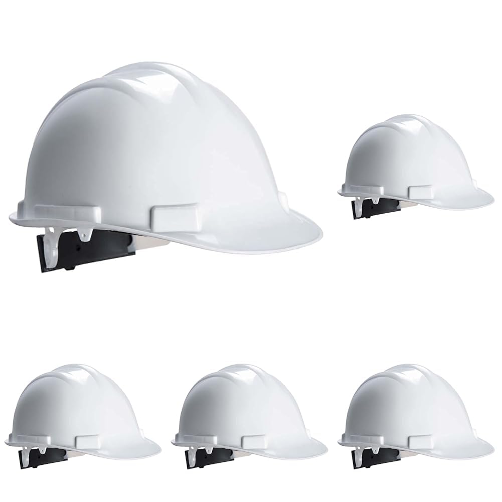 Portwest Expertbase Schutzhelm, Grösse: Einheitsgrösse, Farbe: Weiss, PW50WHR (Packung mit 5) 55-62