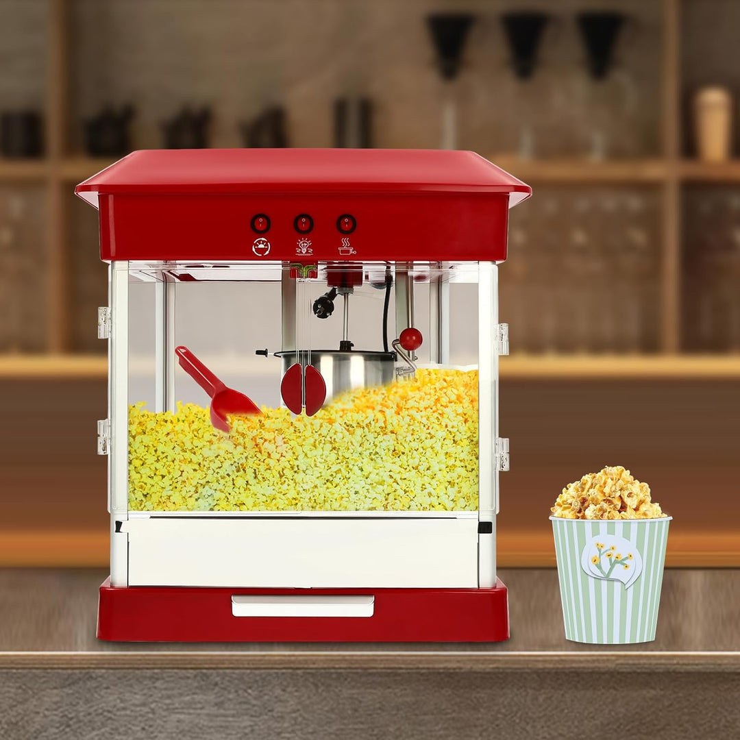 Popcornmaschine, 800W Popcorn Maker für Zuhause mit Antihaftbeschichtung, Drei verschiedenen Grössen