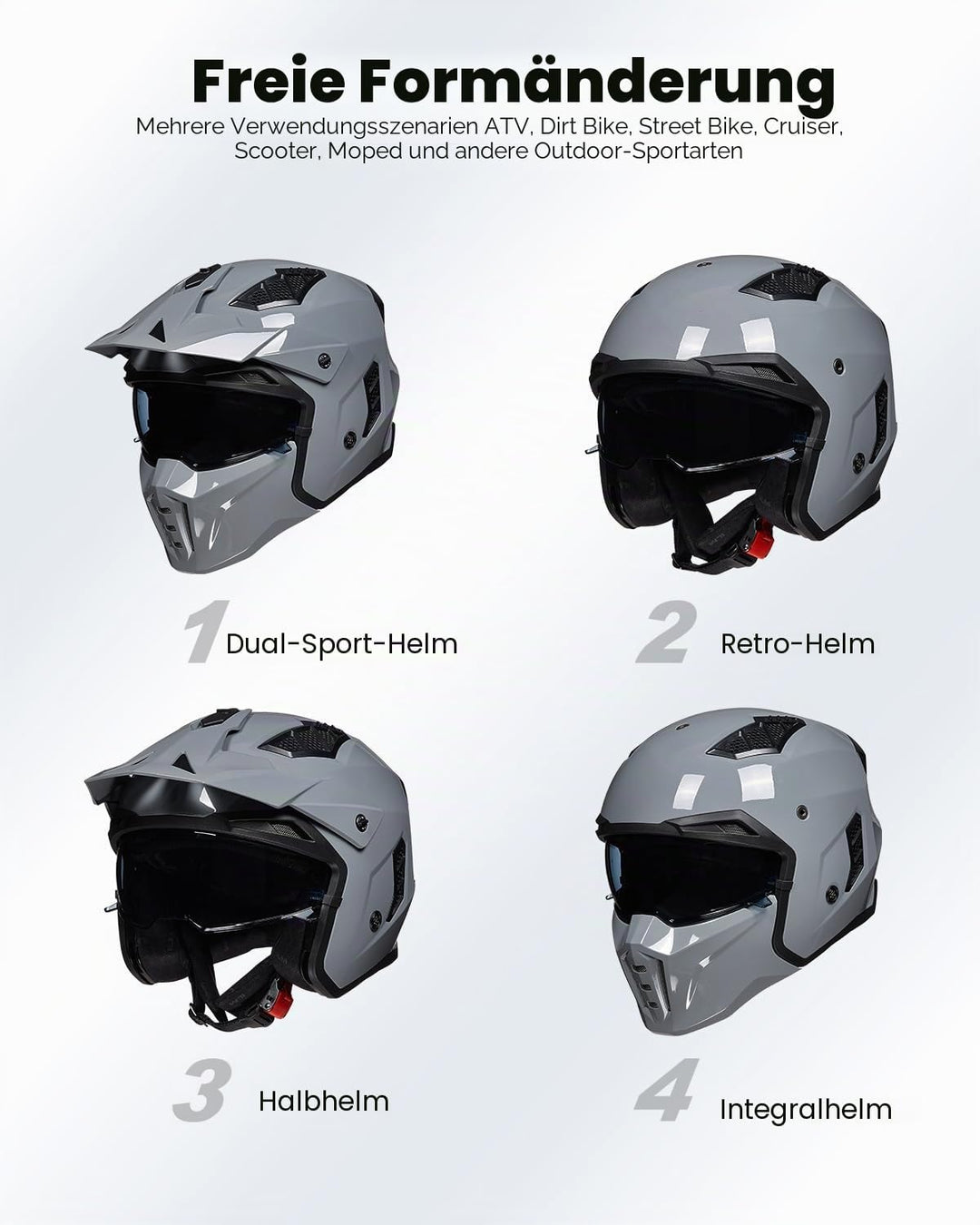 ILM Helm Integralhelm | Jethelm Motorrad Motocross Herren Damen Vintage Retro mit Visier ECE mit ans