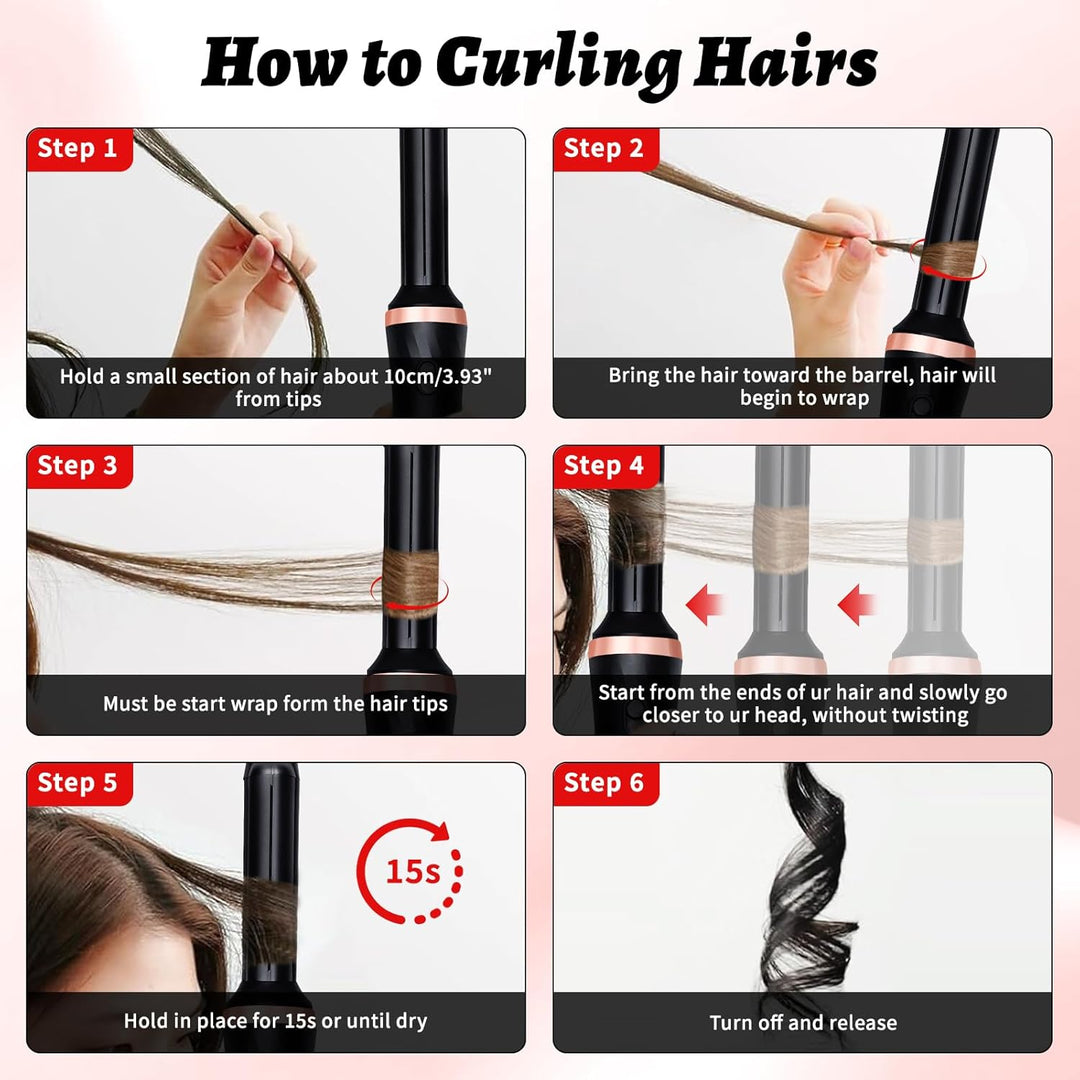 Warmluftbürste Rundbürstenföhn, 250℉-410℉ Föhnbürste, 6-in-1 Hairstyler Haartrockner Bürste Einem, H