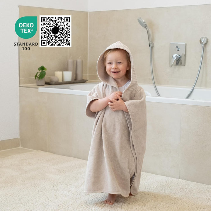 Ehrenkind® Bio-Baumwoll Badeponcho Kinder 1-5 Jahre | OEKO TEX | Sanft, Saugstark & Kuschelig | Bade