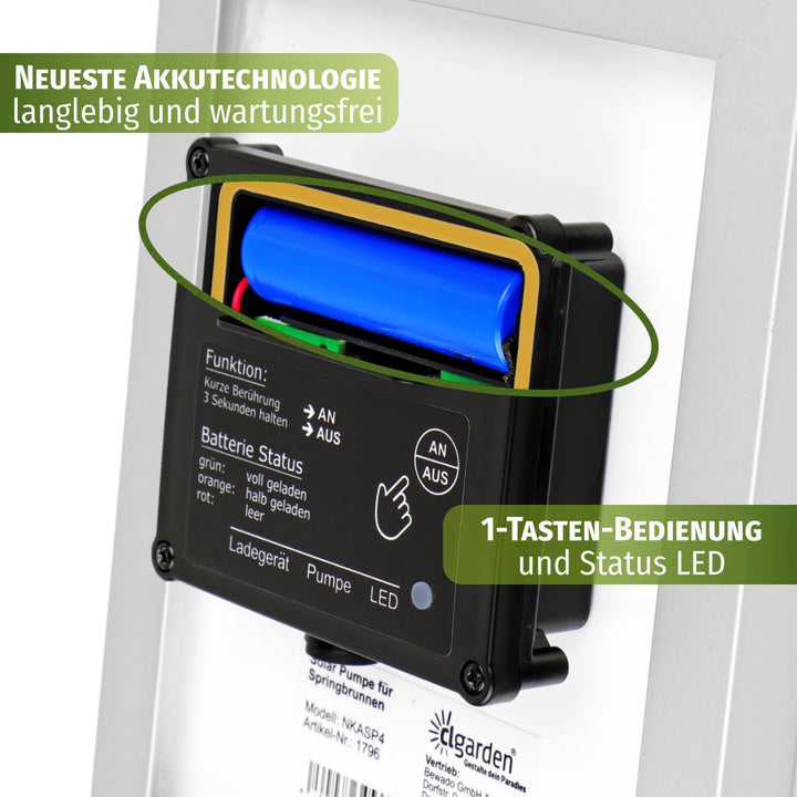 kleine Solarpumpe mit Akku LED Springbrunnen mini Pumpe für Miniteich Wasserspeier Frosch Solar Brun