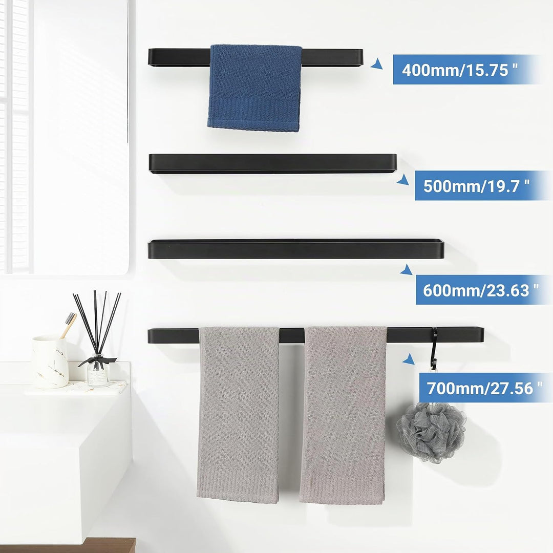 SAYAYO Handtuchhalter Schwarz 60cm Handtuchstange mit Bohren Wandmontage Aluminium Badetuchhalter fü