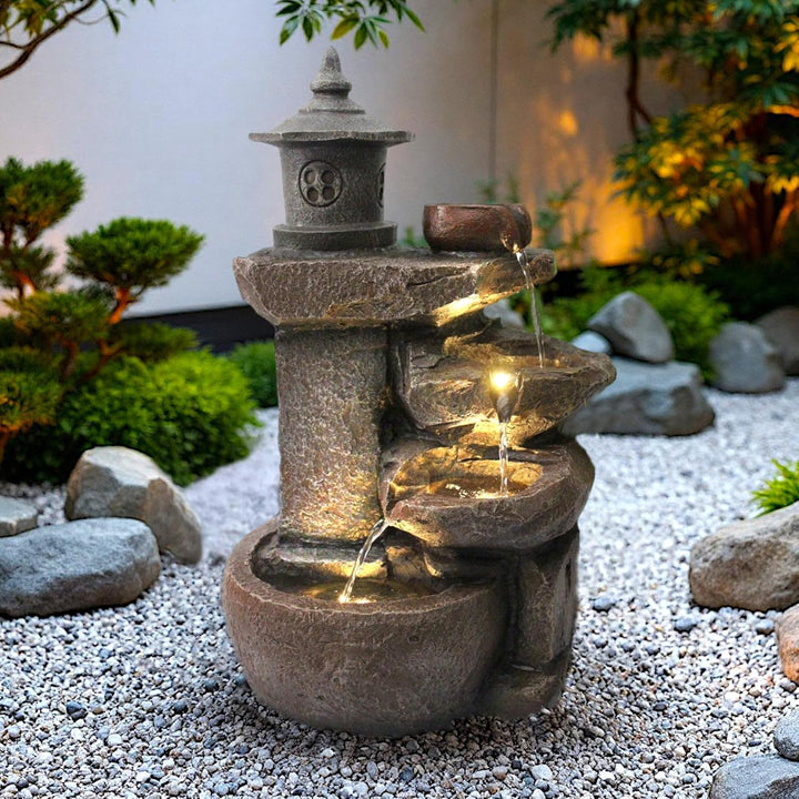 Springbrunnen BK851 Wasserfall mit Beleuchtung Gartenbrunnen Zimmerbrunnen Kaskade Brunnen Terrassen
