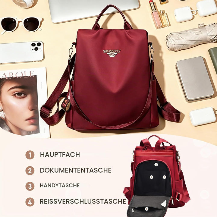shepretty Wasserdichter Diebstahl-Rucksack für Damen 3-8864rot, 3-8864rot