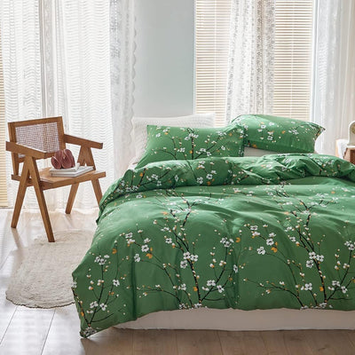 OLDBIAO Bettwäsche 200x220 cm Set, Grün Mikrofaser Bettbezug 200x220cm und Kissenbezüge 80x80cm, Äst