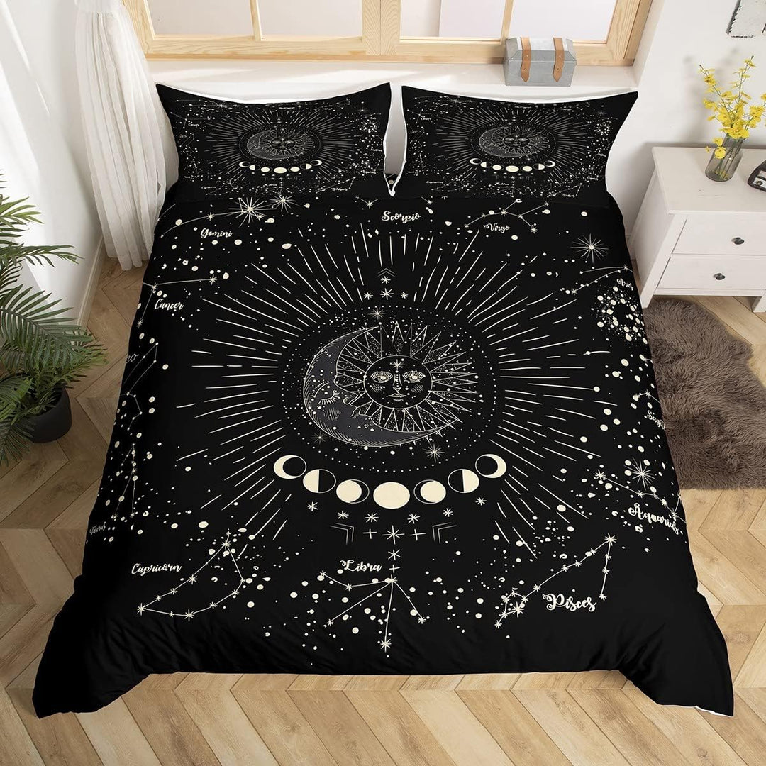 Loussiesd Sonne und Mond Bettwäsche Set 135x200cm Boho exotisches Dekor Bettwäsche Kinder Jungen Mäd