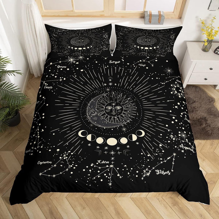 Loussiesd Sonne und Mond Bettwäsche Set 135x200cm Boho exotisches Dekor Bettwäsche Kinder Jungen Mäd