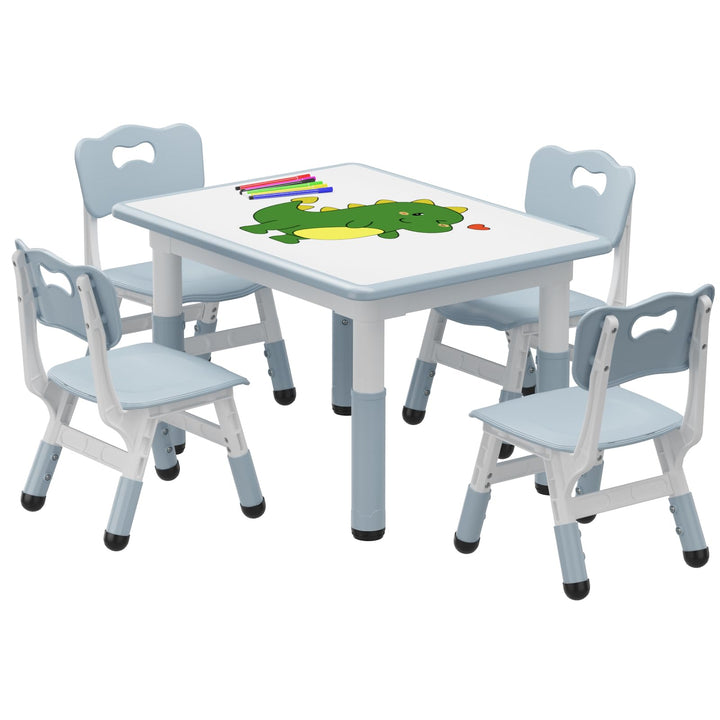 Garvee Kindertisch mit 4 Stühlen, Höhenverstellbar, Für Kleinkinder von 2-10 Jahren, Tischplatte mit