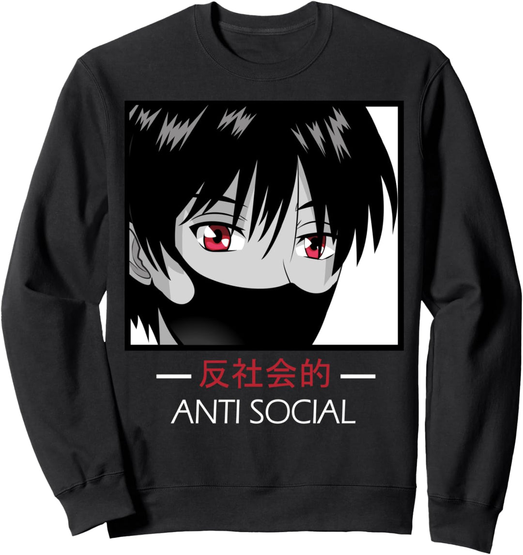 Anti Social - Anime Boy Aesthetic Vaporwave Sweatshirt