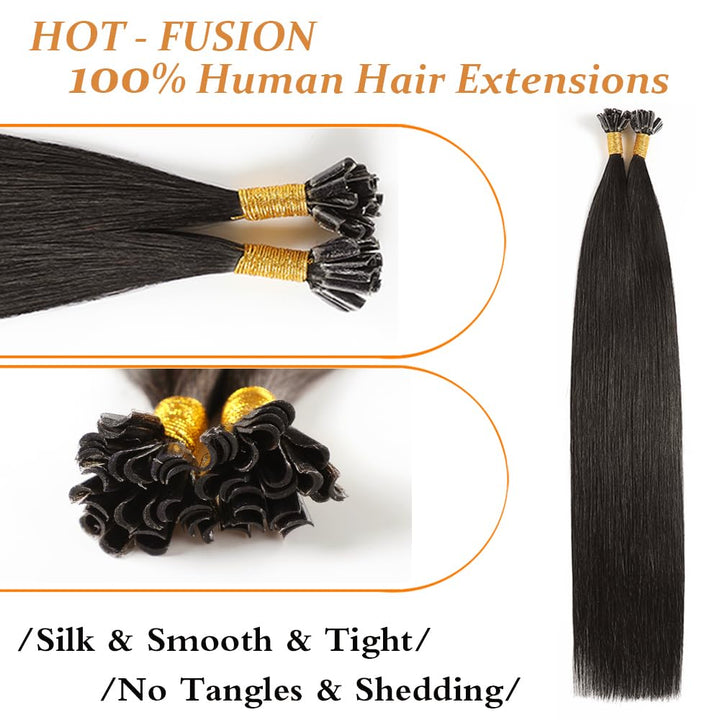 YILITE Bondings Extensions Echthaar 35cm 40g 50 Strähne Remy U Tip Extensions Echthaar Bondings Exte