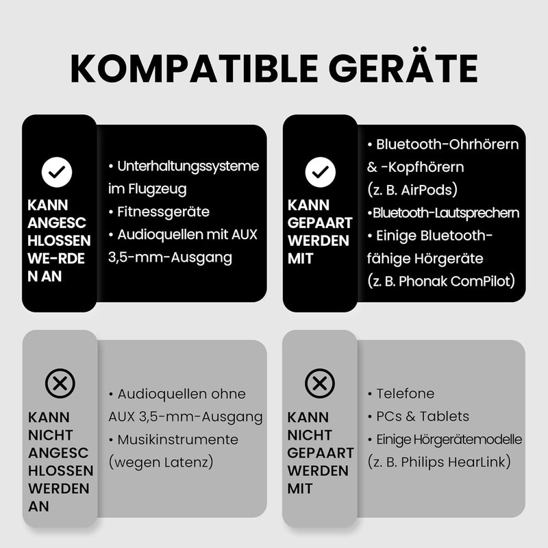 Avantree Relay - Premium Flugzeug Bluetooth 5.3 Adapter für alle Kopfhörer, apt-X geringe Latenz, un