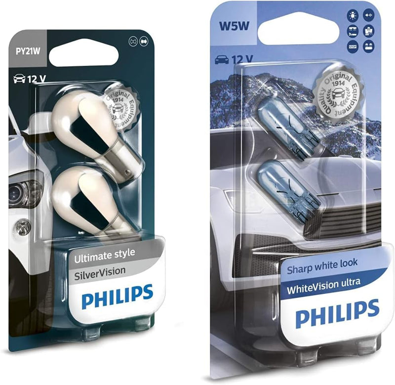 Philips automotive lighting 12496SVB2 Kugellampe PY21W SilverVision & WhiteVision ultra W5W Signalla