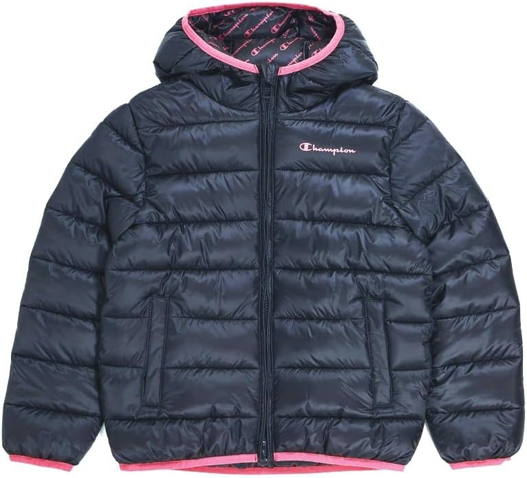 Champion Jungen Legacy Outdoor K-Light Wr Hooded Gepolsterte Jacke 7-8 Jahre Nero/Rosa, 7-8 Jahre Ne