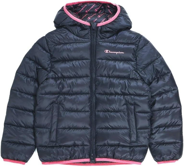 Champion Jungen Legacy Outdoor K-Light Wr Hooded Gepolsterte Jacke 7-8 Jahre Nero/Rosa, 7-8 Jahre Ne