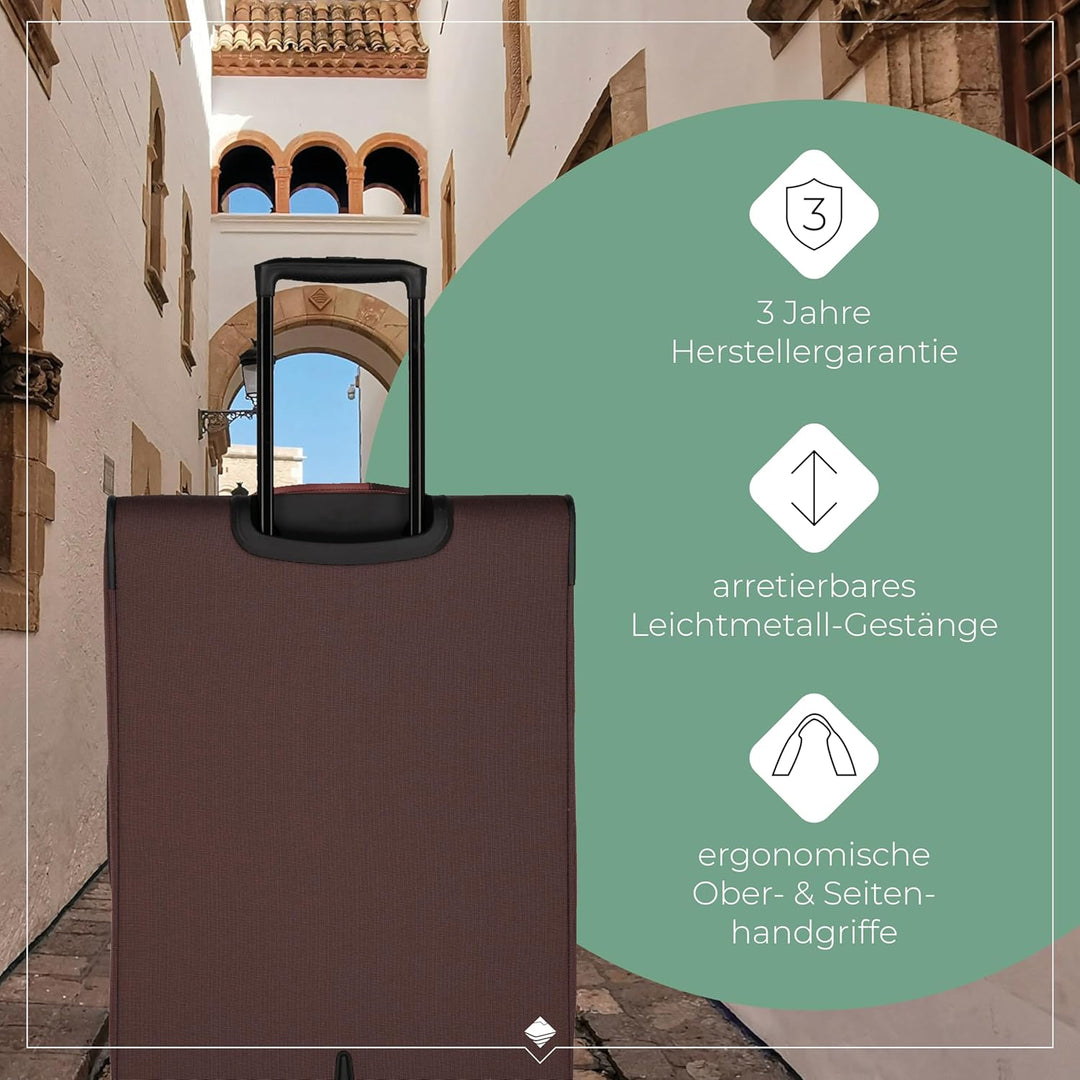 Travelite 4-Rad Koffer Grösse M Weichschale aus recyceltem Material, Gepäck Serie VIIA: Trolley mit