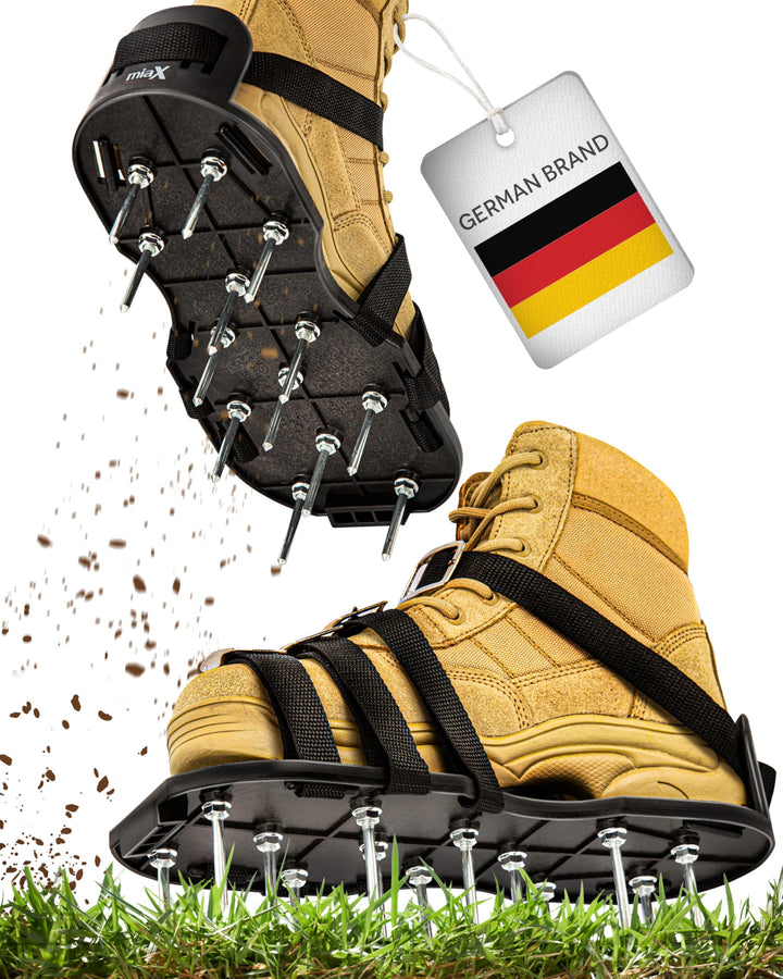miaX Profi Rasenbelüfterschuhe garantiert abrutschsicher - gewohnt Beste Qualität - Optimierte Rasen